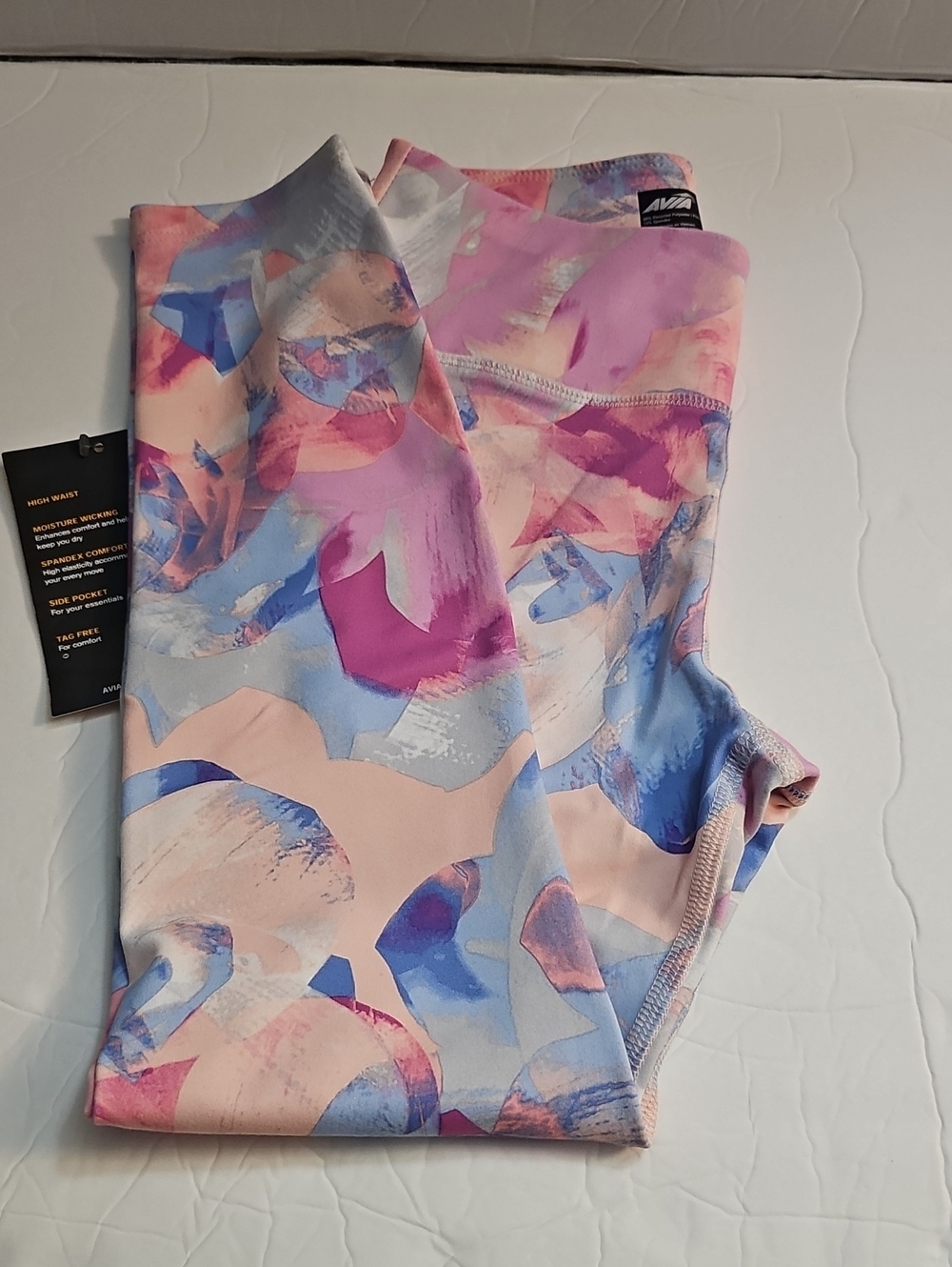 AVIA High-Waist Printed Leggings - Pastel Abstract